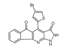 4-(4-bromothiophen-2-yl)-1,2-dihydro-5H-indeno[1,2-b]pyrazolo[4,3-e]pyridin-3,5-dione结构式