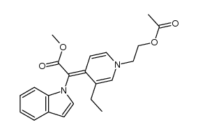 methyl (Z)-α-[1-(2-acetoxy-ethyl)-3-ethyl-1,4-dihydro-4-pyridylidene]-1-indoleacetate结构式