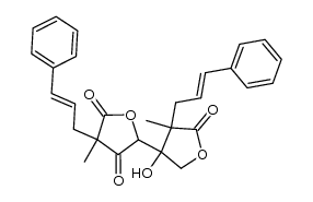 3-cinnamyl-4-[(3-cinnamyl-3-methyl-3H,5H-furan-2,4-dioxo)-5-furyl]-4-hydroxy-3-methyl-2-oxotetrahydrofuran Structure