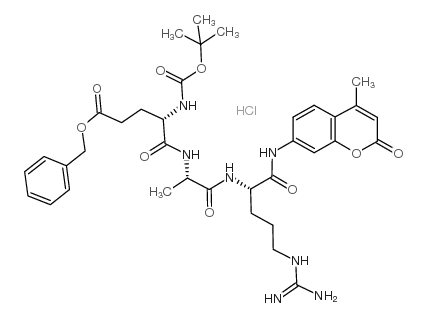 Boc-Glu(OBzl)-Ala-Arg-AMC · HCl Structure