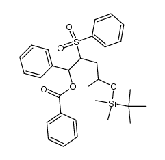 4-(tert-butyldimethylsilyloxy)-1-phenyl-2-(phenylsulfonyl)-1-pentanol 1-benzoate Structure