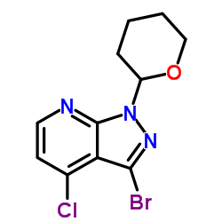 3-Bromo-4-chloro-1-(tetrahydro-2H-pyran-2-yl)-1H-pyrazolo[3,4-b]pyridine结构式