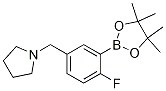 1-{[4-Fluoro-3-(tetramethyl-1,3,2-dioxaborolan-2-yl)phenyl]methyl}pyrrolidine结构式