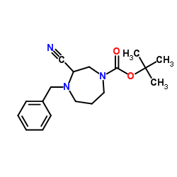 2-Methyl-2-propanyl 4-benzyl-3-cyano-1,4-diazepane-1-carboxylate Structure