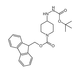 N-(1,1-dimethylethoxycarbonyl)-N'-[1-(9H-fluoren-9-yl-methoxycarbonyl)-4-piperidinyl]-hydrazine结构式