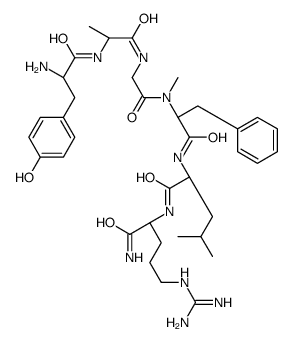 (2S)-N-[(2S)-1-amino-5-(diaminomethylideneamino)-1-oxopentan-2-yl]-2-[[(2S)-2-[[2-[[(2R)-2-[[(2S)-2-amino-3-(4-hydroxyphenyl)propanoyl]amino]propanoyl]amino]acetyl]-methylamino]-3-phenylpropanoyl]amino]-4-methylpentanamide Structure