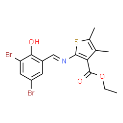 ethyl (E)-2-((3,5-dibromo-2-hydroxybenzylidene)amino)-4,5-dimethylthiophene-3-carboxylate Structure