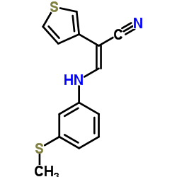 (2E)-3-{[3-(Methylsulfanyl)phenyl]amino}-2-(3-thienyl)acrylonitrile结构式