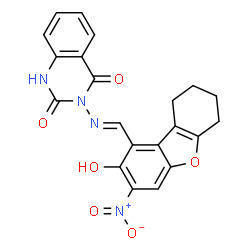 2,4(1H,3H)-Quinazolinedione,3-[[(6,7,8,9-tetrahydro-2-hydroxy-3-nitrodibenzofuran-1-yl)methylene]amino]-(9CI) structure