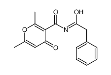 2,6-dimethyl-4-oxo-N-(2-phenylacetyl)pyran-3-carboxamide Structure