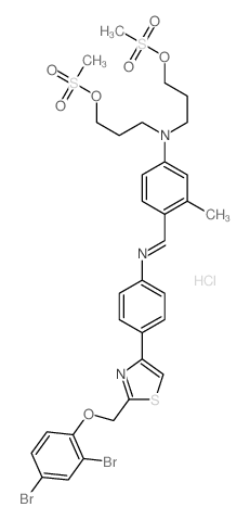 1-Propanol,3,3'-[[4-[[[4-[2-[(2,4-dibromophenoxy)methyl]-4-thiazolyl]phenyl]imino]methyl]-3-methylphenyl]imino]bis-,dimethanesulfonate (ester), monohydrochloride (9CI)结构式