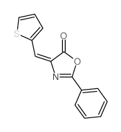 2-phenyl-4-(thiophen-2-ylmethylidene)-1,3-oxazol-5-one结构式