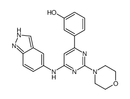 3-[6-(1H-indazol-5-ylamino)-2-morpholin-4-ylpyrimidin-4-yl]phenol Structure