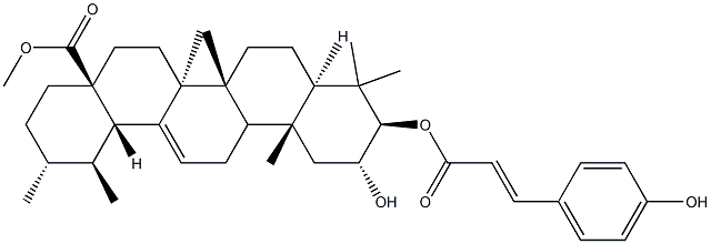 2α-Hydroxy-3β-[[3-(4-hydroxyphenyl)-1-oxo-2-propenyl]oxy]urs-12-en-28-oic acid methyl ester structure