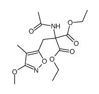 Propanedioic acid, (acetylamino)(3-methoxy-4-methyl-5-isoxazolyl)methyl-, diethyl ester结构式