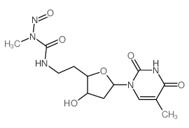 3-[2-[3-hydroxy-5-(5-methyl-2,4-dioxo-pyrimidin-1-yl)oxolan-2-yl]ethyl]-1-methyl-1-nitroso-urea结构式