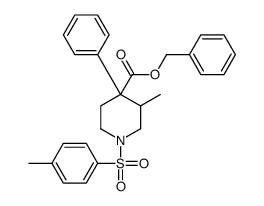 benzyl 3-methyl-4-phenyl-1-(p-tolylsulphonyl)piperidine-4-carboxylate结构式