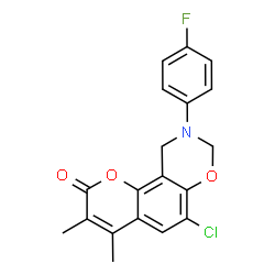 6-chloro-9-(4-fluorophenyl)-3,4-dimethyl-8,10-dihydropyrano[2,3-f][1,3]benzoxazin-2-one结构式