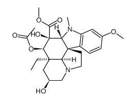 methyl (2S,3aR,3a1R,4R,5S,5aR,10bR)-4-acetoxy-3a-ethyl-2,5-dihydroxy-8-methoxy-6-methyl-2,3,3a,3a1,4,5,5a,6,11,12-decahydro-1H-indolizino[8,1-cd]carbazole-5-carboxylate结构式