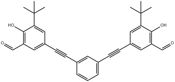 5,5'-(1,3-Phenylenebis(ethyne-2,1-diyl))bis(3-(tert-butyl)-2-hydroxybenzaldehyde) Structure