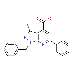 1-Benzyl-3-methyl-6-phenyl-1H-pyrazolo[3,4-b]pyridine-4-carboxylic acid结构式