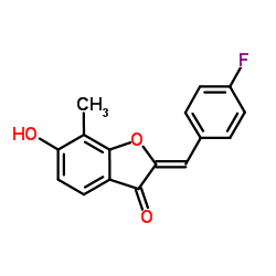 (2Z)-2-(4-Fluorobenzylidene)-6-hydroxy-7-methyl-1-benzofuran-3(2H)-one结构式