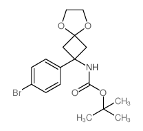 2-(4-溴苯基)-5,8-二噁螺-[3.4]-2-辛基氨基甲酸叔丁酯结构式