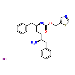 1,3-Thiazol-5-ylmethyl [(2S,5S)-5-amino-1,6-diphenyl-2-hexanyl]carbamate hydrochloride (1:1)结构式