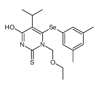 6-(3,5-dimethylphenyl)selanyl-1-(ethoxymethyl)-5-propan-2-yl-2-sulfanylidenepyrimidin-4-one结构式