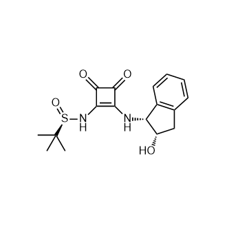 (R)-N-(2-(((1R,2S)-2-羟基-2,3-二氢-1H-茚-1-基)氨基)-3,4-二氧代环丁-1-en-1-基)-2-甲基丙烷-2-亚磺酰胺结构式