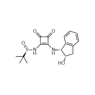 (R)-N-(2-(((1R,2S)-2-Hydroxy-2,3-dihydro-1H-inden-1-yl)amino)-3,4-dioxocyclobut-1-en-1-yl)-2-methylpropane-2-sulfinamide structure