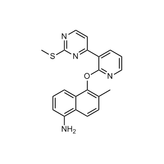 6-Methyl-5-((3-(2-(methylthio)pyrimidin-4-yl)pyridin-2-yl)oxy)naphthalen-1-amine structure