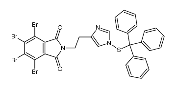 4,5,6,7-tetrabromo-2-(2-(1-(tritylthio)-1H-imidazol-4-yl)ethyl)isoindoline-1,3-dione Structure