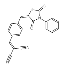 Propanedinitrile,2-[[4-[(4-oxo-3-phenyl-2-thioxo-5-thiazolidinylidene)methyl]phenyl]methylene]- structure