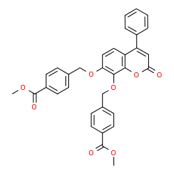 methyl 4-[[8-[(4-methoxycarbonylphenyl)methoxy]-2-oxo-4-phenylchromen-7-yl]oxymethyl]benzoate structure