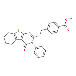 methyl 4-(((4-oxo-3-phenyl-3,4,5,6,7,8-hexahydrobenzo[4,5]thieno[2,3-d]pyrimidin-2-yl)thio)methyl)benzoate picture