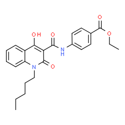 Ethyl 4-{[(4-hydroxy-2-oxo-1-pentyl-1,2-dihydro-3-quinolinyl)carbonyl]amino}benzoate结构式