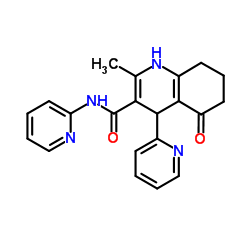 2-Methyl-5-oxo-N,4-di(2-pyridinyl)-1,4,5,6,7,8-hexahydro-3-quinolinecarboxamide结构式