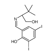 (S)-(-)-2-[(1-羟基-3,3-二甲基丁-2-基亚胺)甲基]-4,6-二碘苯酚结构式