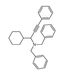 N,N-dibenzyl-1-cyclohexyl-3-phenyl-2-propyn-1-amine结构式