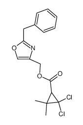 2,2-dichloro-3,3-dimethyl-cyclopropanecarboxylic acid 2-benzyl-oxazol-4-ylmethyl ester结构式
