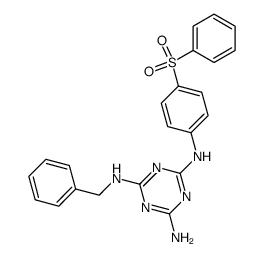 N-(4-benzenesulfonyl-phenyl)-N'-benzyl-[1,3,5]triazine-2,4,6-triamine结构式