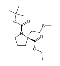 N-(tert-butoxycarbonyl)-α-(2-methylthioethyl)proline ethyl ester结构式