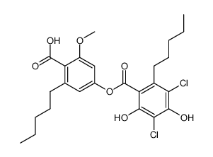 3,5-Dichloro-2,4-dihydroxy-6-pentylbenzoic acid 4-carboxy-3-methoxy-5-pentylphenyl ester structure