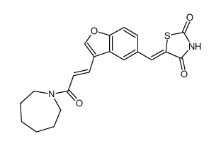 5-({3-[3-azepan-1-yl-3-oxoprop-1-en-1-yl]-1-benzofuran-5-yl}methylene)-1,3-thiazolidine-2,4-dione Structure