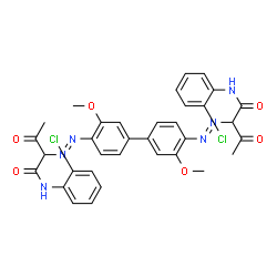 2,2'-[(3,3'-dimethoxy[1,1'-biphenyl]-4,4'-diyl)bis(azo)]bis[N-(2-chlorophenyl)-3-oxobutyramide]结构式