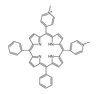 10,15-bis(1-methylpyridin-1-ium-4-yl)-5,20-diphenyl-21,22-dihydroporphyrin结构式