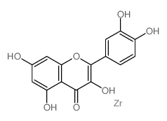 4H-1-Benzopyran-4-one,2-(3,4-dihydroxyphenyl)-3,5,7-trihydroxy-, zirconium(2+) salt (1:1) structure