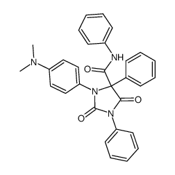 1-(4'-N,N-dimethylaminophenyl)-3,5-diphenyl-5-phenylamido-imidazolidin-2,4-dione结构式