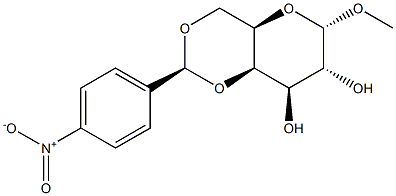 甲基 4,6-O-[(S)-(4-硝基苯基)亚甲基]-ALPHA-D-吡喃半乳糖苷结构式